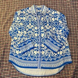 Alice + Olivia Blue and White Floral Top